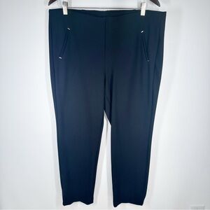 Chicos Black Ponte Knit Straight Trousers  with Pockets Size 3 16 Petite Pull On